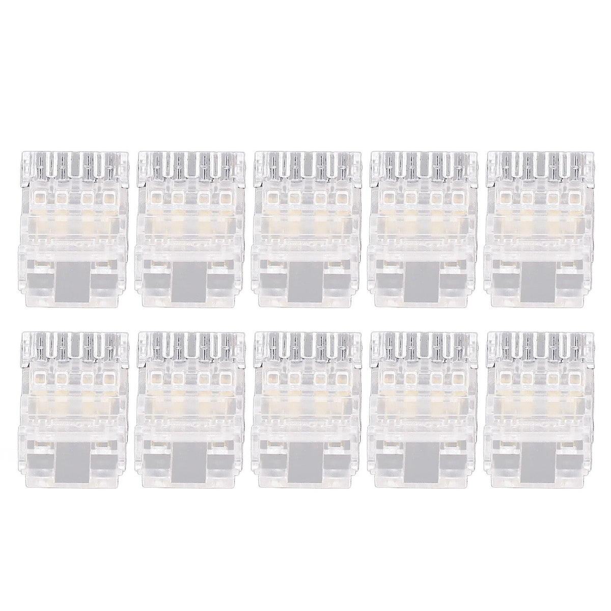 10Pcs COB LED Strip to Wire Connector 4Pin 10mm Transparent Solderless LED Adapter Connectors for Home School Office