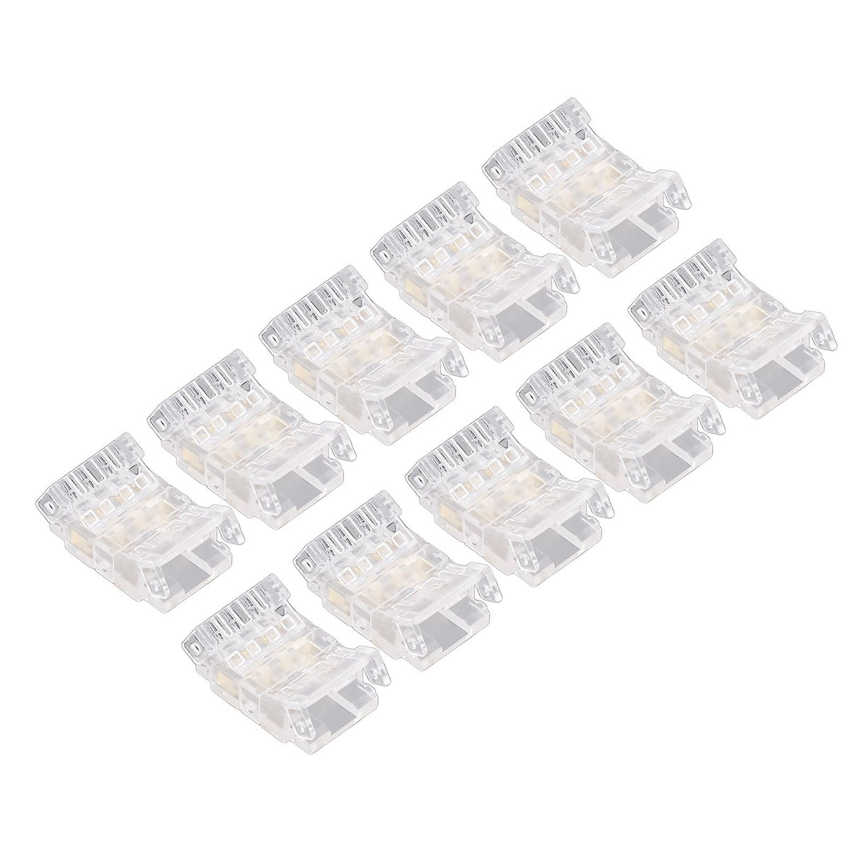 10Pcs COB LED Strip to Wire Connector 4Pin 10mm Transparent Solderless LED Adapter Connectors for Home School Office