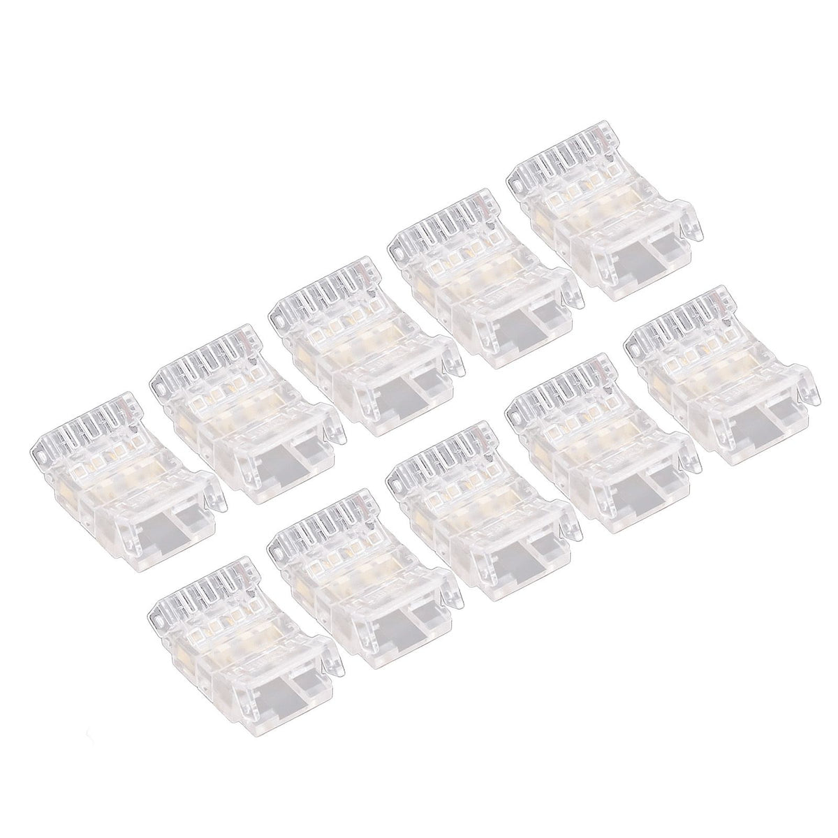 10Pcs COB LED Strip to Wire Connector 4Pin 10mm Transparent Solderless LED Adapter Connectors for Home School Office
