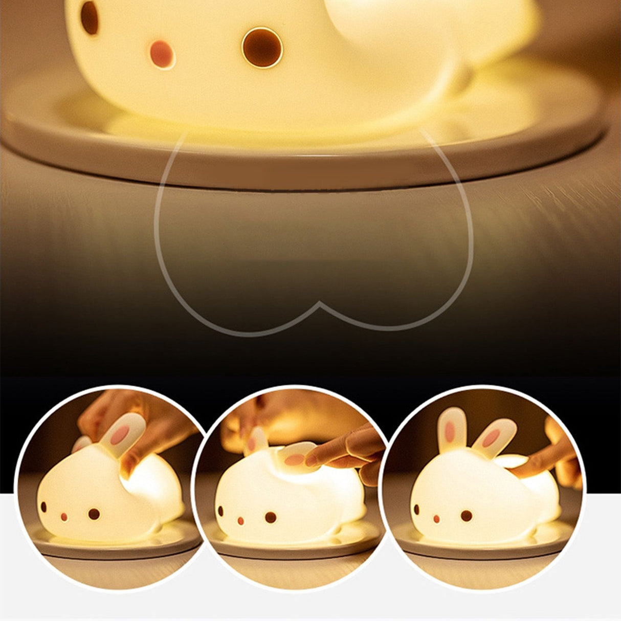 Bunny Night Light Sensitive Induction Portable Silicone Cute Style Rechargeable Battery Kids Night Lamp for Room