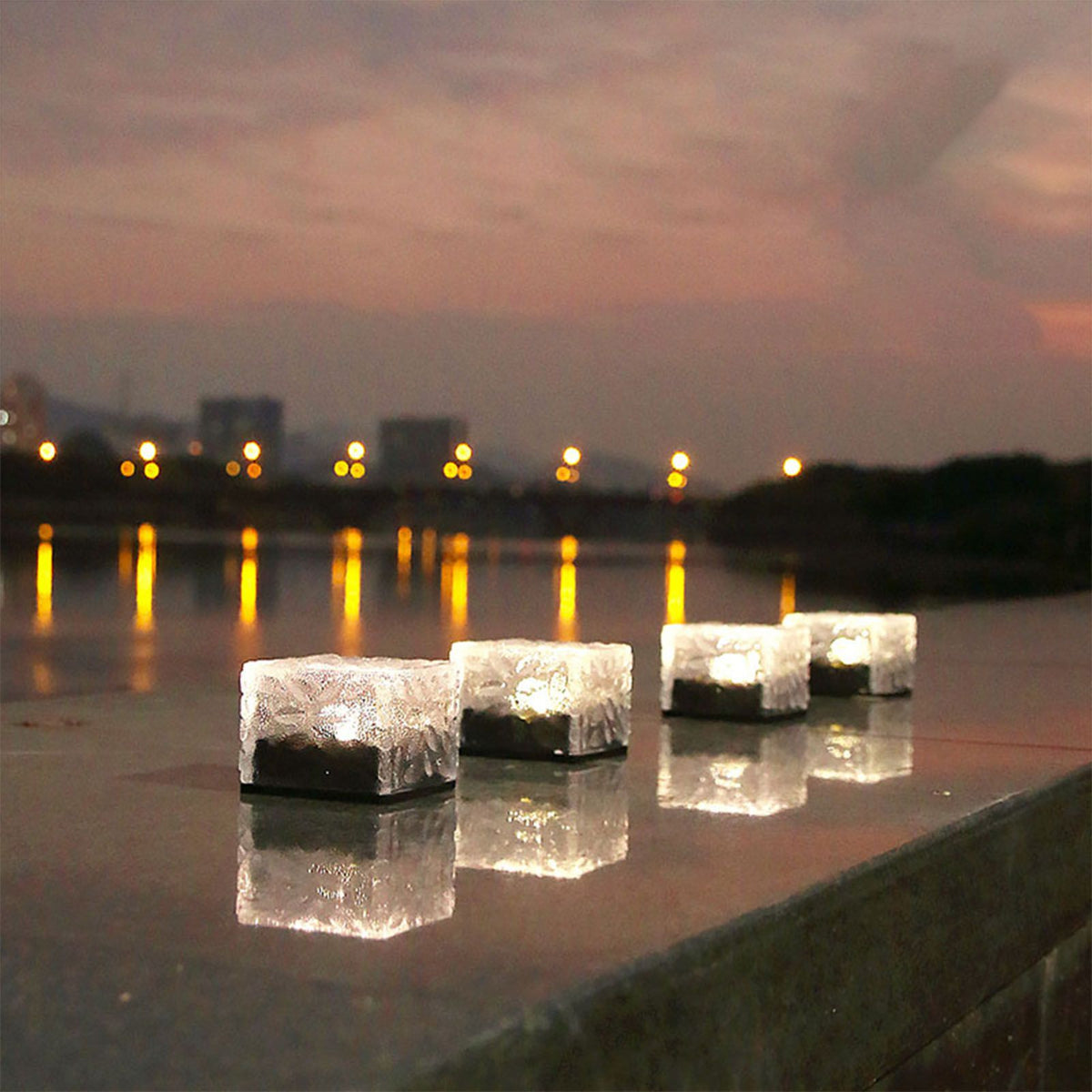 Solar Ground Light Ice Brick Shape Automatic Light Control Switch Waterproof Outdoor Landscape Lamp with Battery White Light