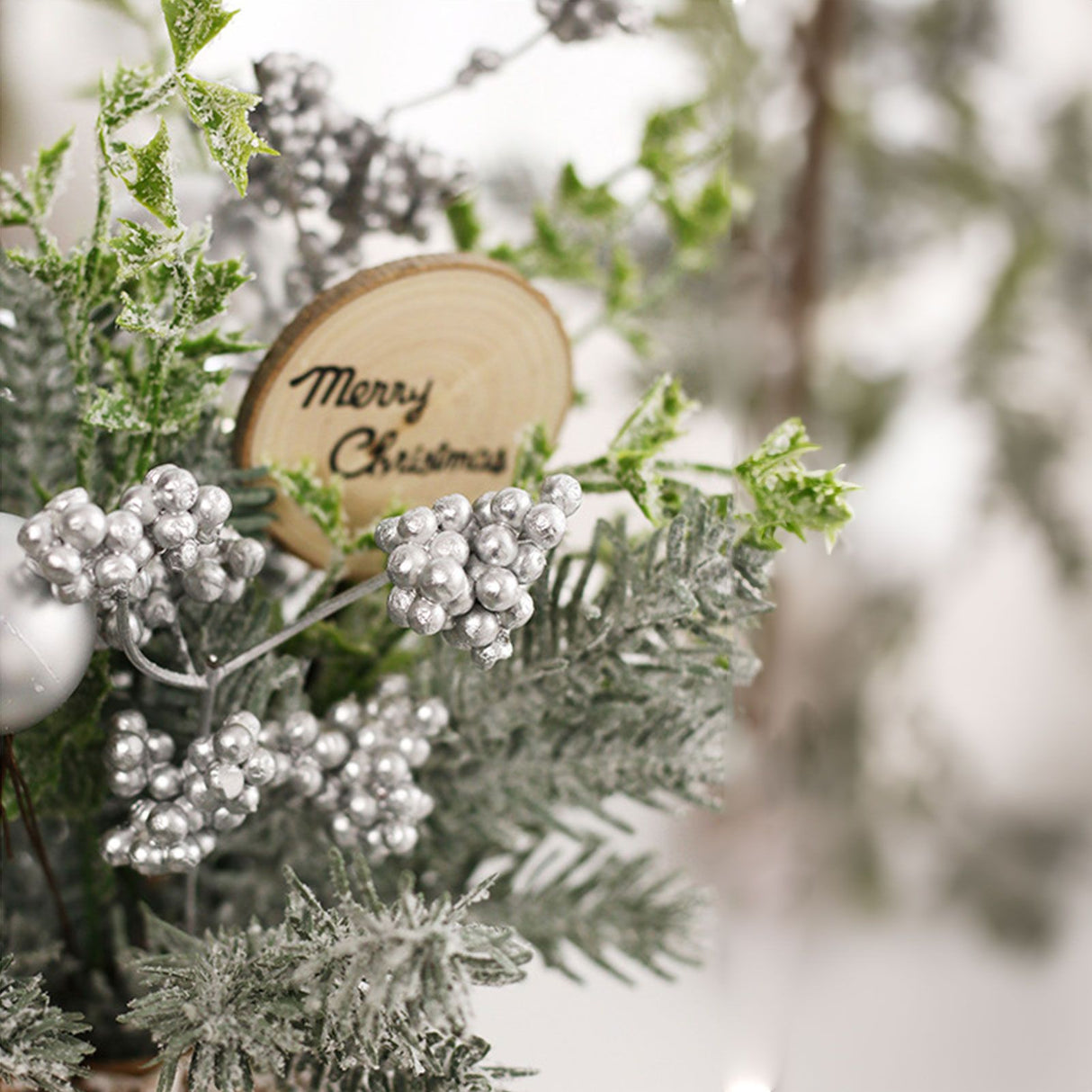 Mini Christmas Tree Decorations 35cm Flocking Pine Cone Simulation Artificial Christmas Tree Home Desktop Ornaments