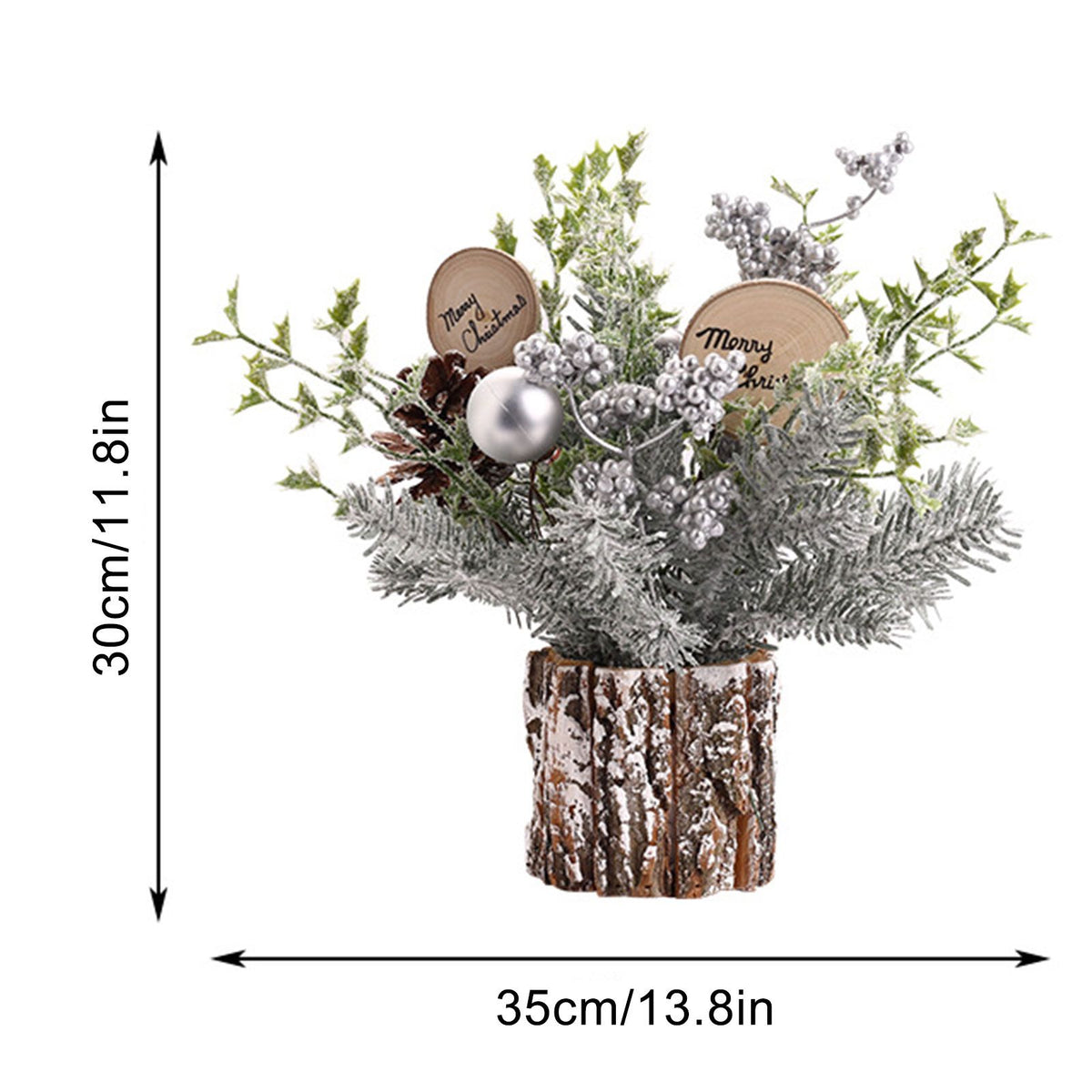 Mini Christmas Tree Decorations 35cm Flocking Pine Cone Simulation Artificial Christmas Tree Home Desktop Ornaments