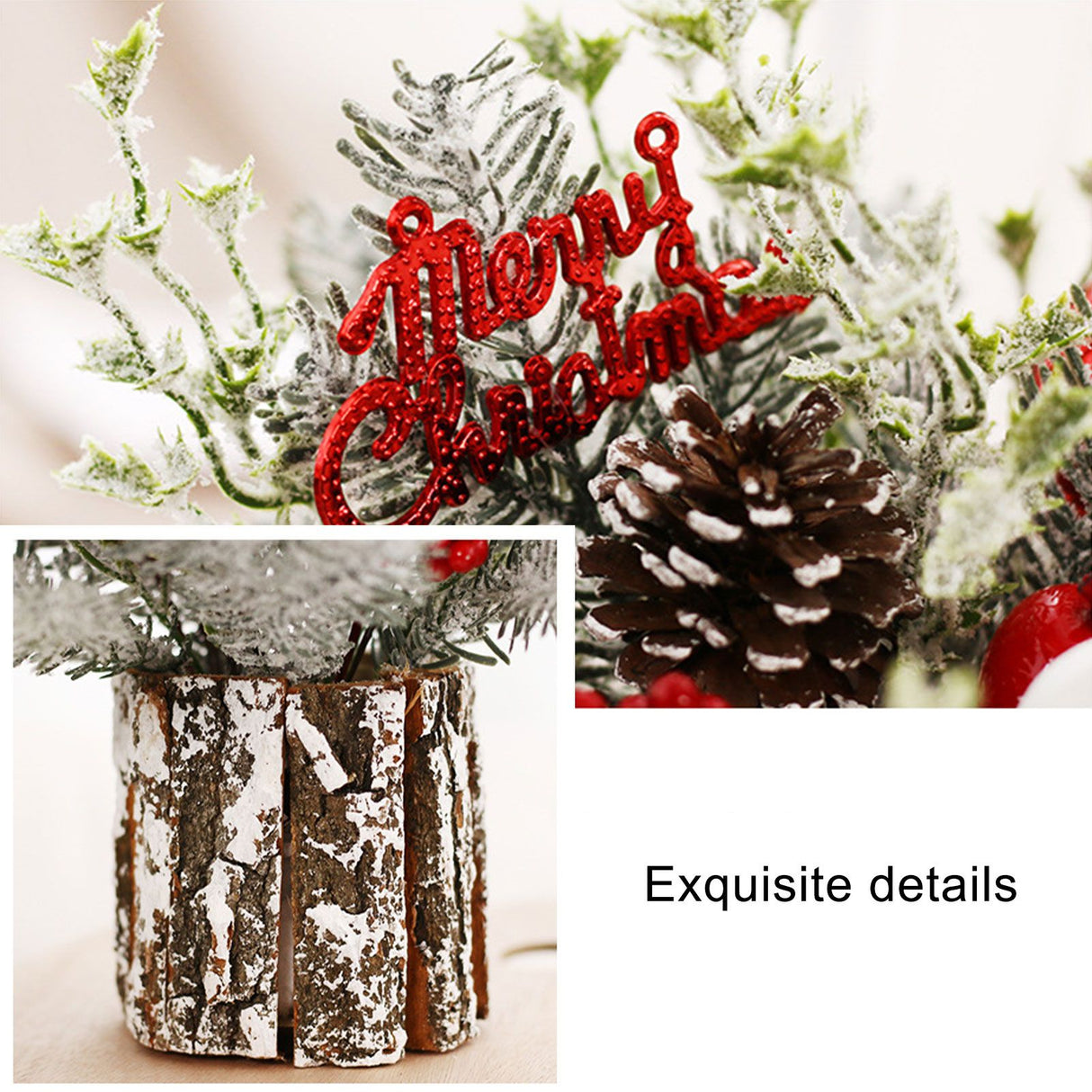 Mini Christmas Tree Decorations 35cm Flocking Pine Cone Simulation Artificial Christmas Tree Home Desktop Ornaments