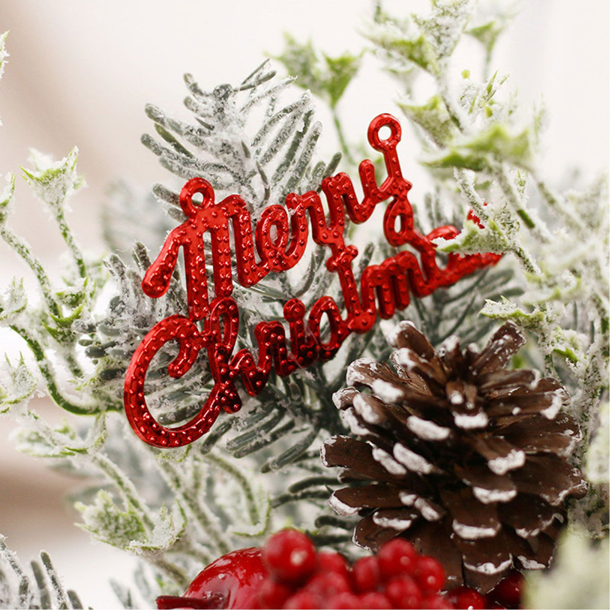 Mini Christmas Tree Decorations 35cm Flocking Pine Cone Simulation Artificial Christmas Tree Home Desktop Ornaments