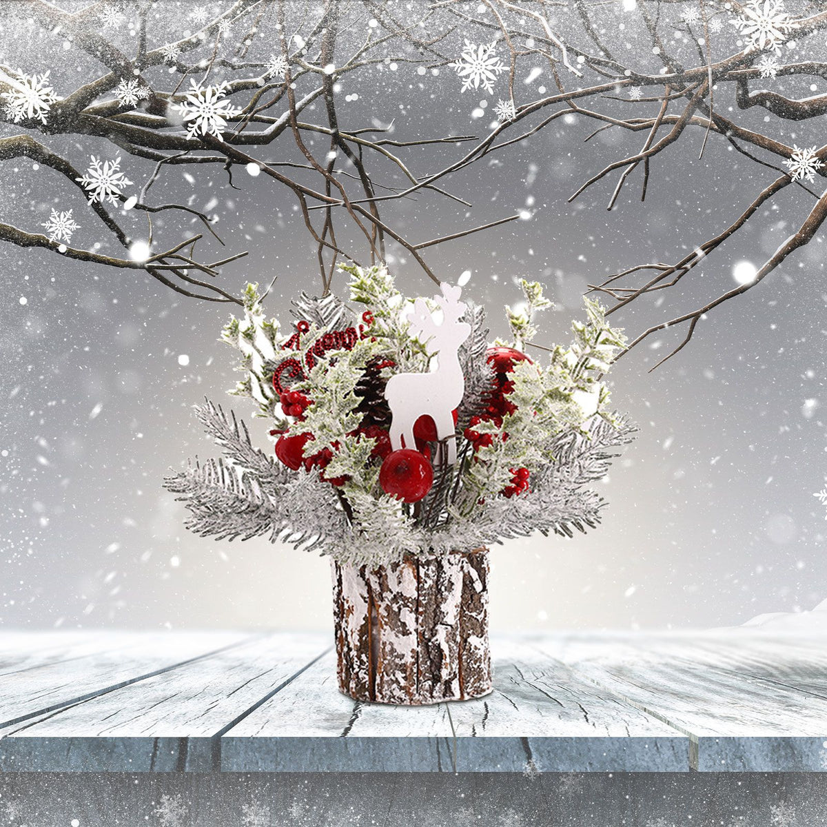Mini Christmas Tree Decorations 35cm Flocking Pine Cone Simulation Artificial Christmas Tree Home Desktop Ornaments