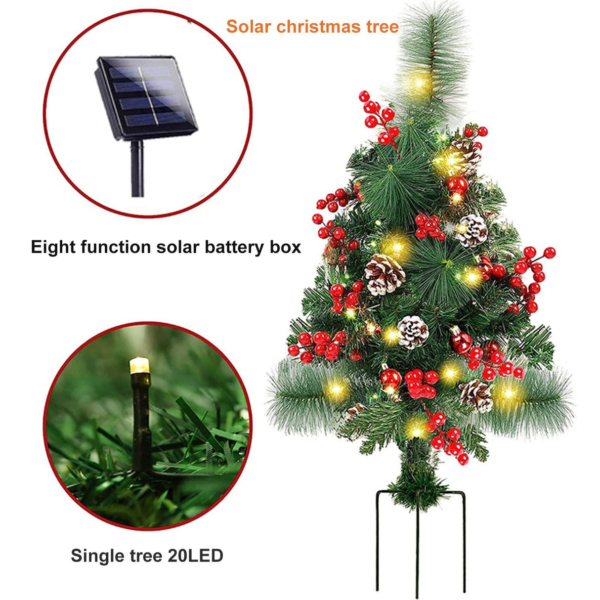 Solar Christmas Tree Garden Stake Lights Outdoor Christmas Tree Lighted Yard Decorations