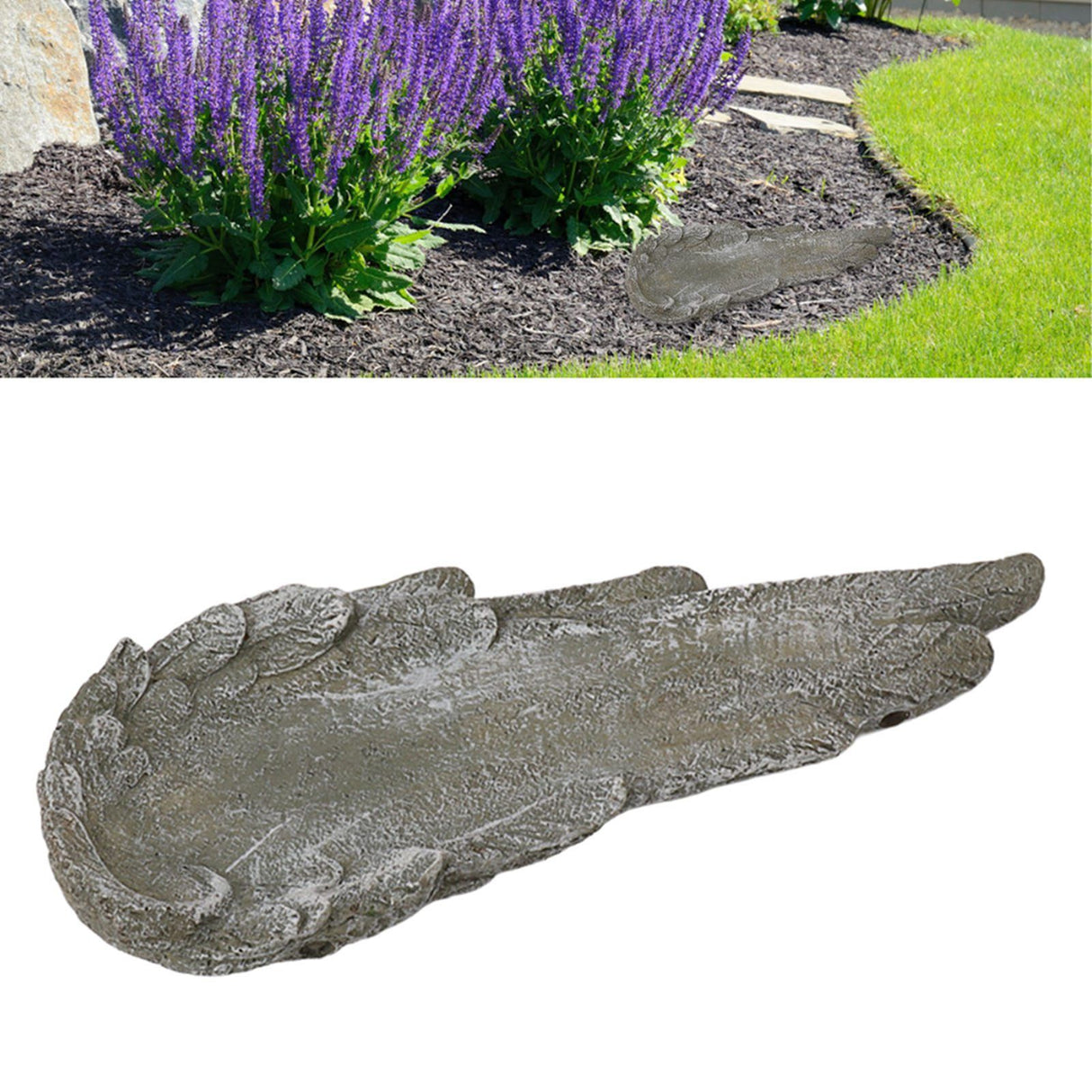 Angel Wings Pet Tombstone Waterproof Personalized DIY Pet Memorial Stone Marker for Cats and Dogs Moss Green