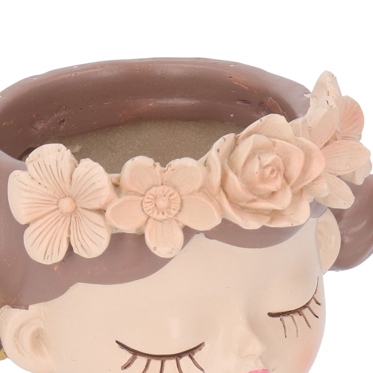 Girl Flower Pot Cute Shape Resin Face Planter Pot with Drainage Hole for Succulents Cactus Indoor Outdoor Decoration