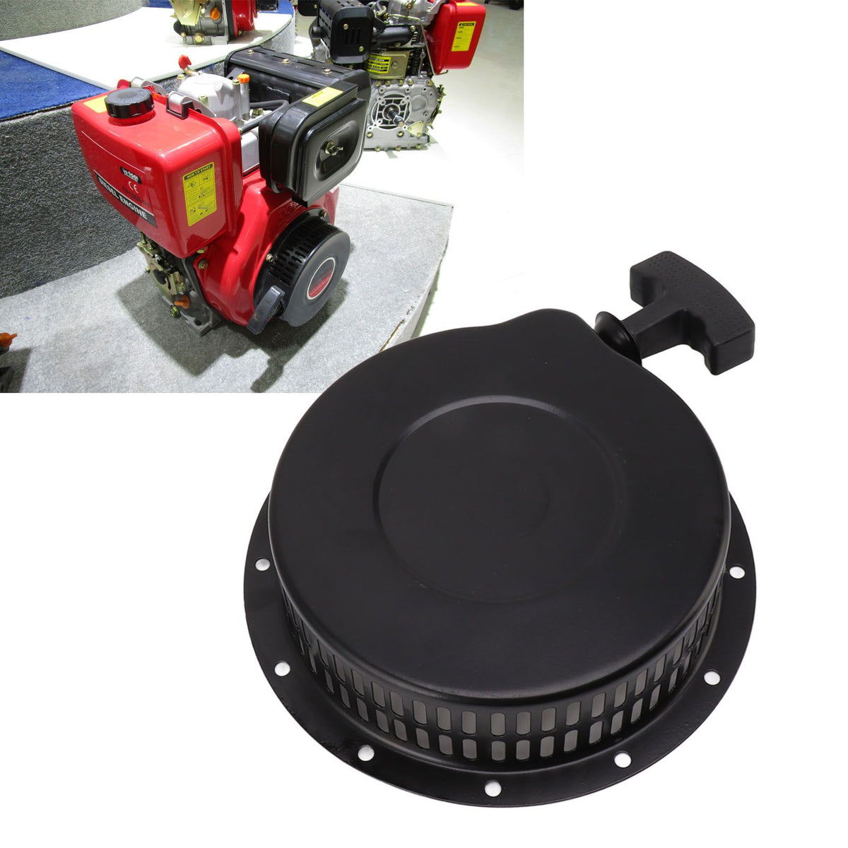 Pull Start Starter Professional 186F‑192F Pull Start Assembly for Air Cooled Diesel Engine Mini Tiller Generator