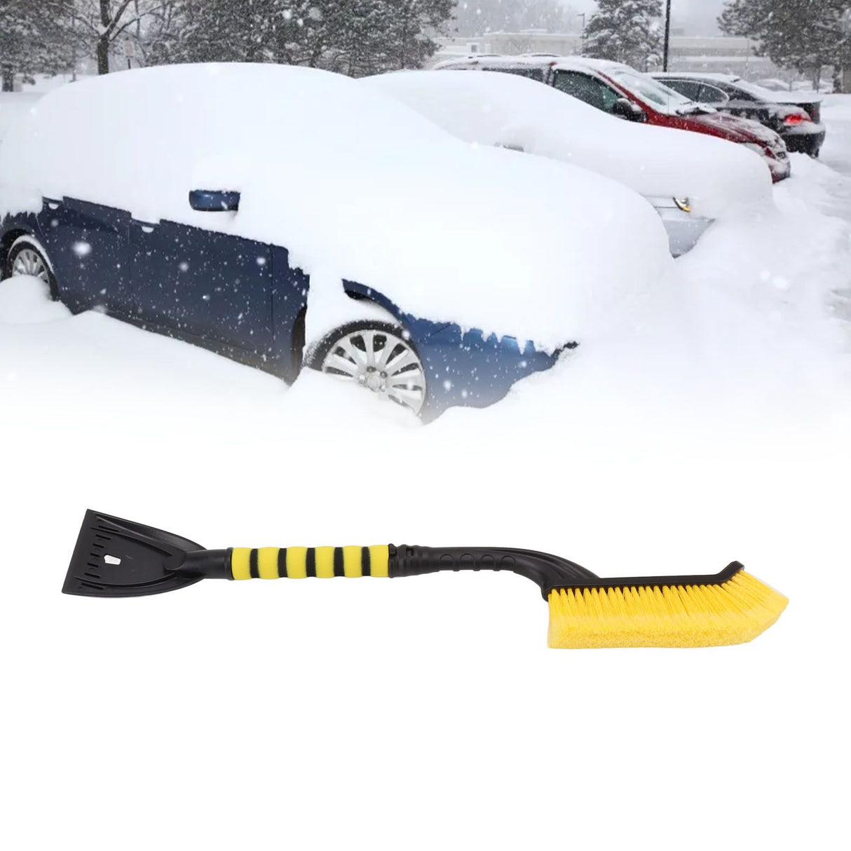 Snow Brush Detachable Ice Scraper Snow Removal Tool with Ergonomic Foam Grip for Cars Trucks Yellow Black