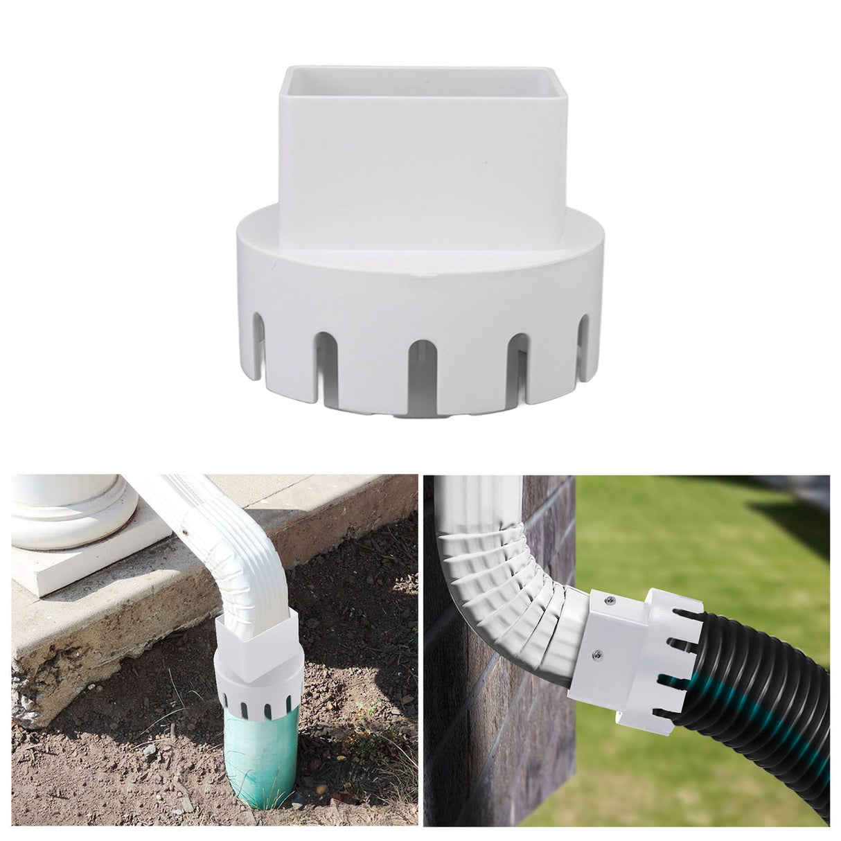 Downspout Adapter Plastic Drain Adapter Replacement Downpipe Converter Connector with Screws White S 2x3in