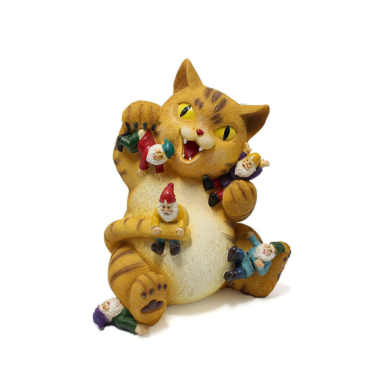 Cat Figurine Exquisite Details Texture Bright Colors Durable Resin Yellow Cat Statue for Garden Office Patio