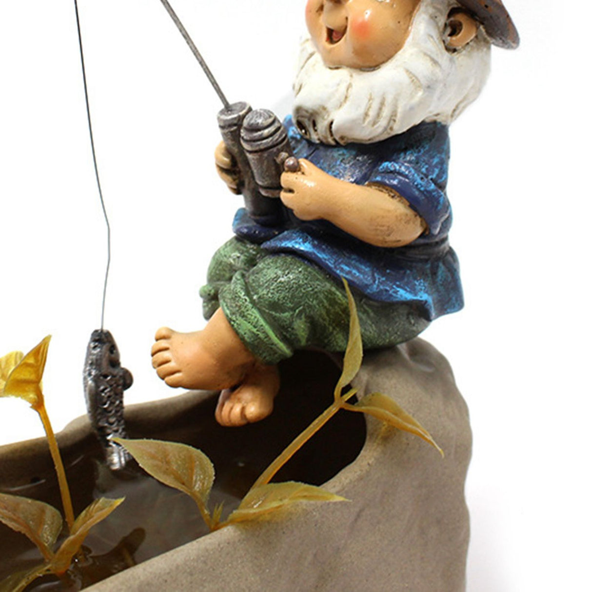 Fishing Man Figurine Bright Colors Lifelike Details Durable Resin Widely Used Fisherman Statue for Garden Home Backyard