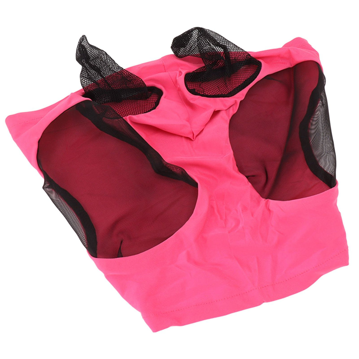 Horse Mesh Fly Mask Breathable Elastic Horse Face Mask with Ears Protection Riding Equestrian Equipment Rose Red