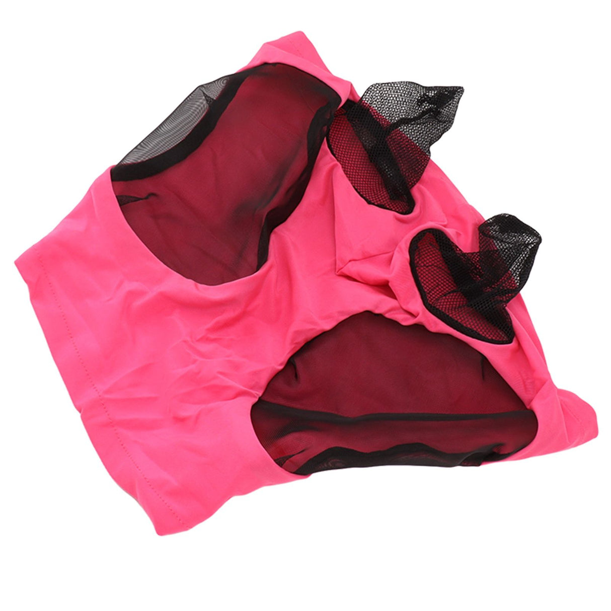 Horse Mesh Fly Mask Breathable Elastic Horse Face Mask with Ears Protection Riding Equestrian Equipment Rose Red