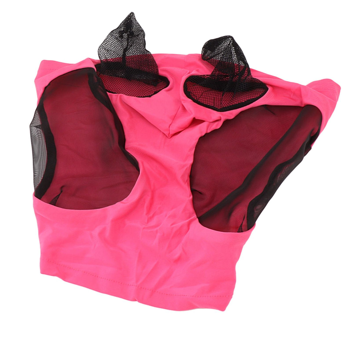 Horse Mesh Fly Mask Breathable Elastic Horse Face Mask with Ears Protection Riding Equestrian Equipment Rose Red