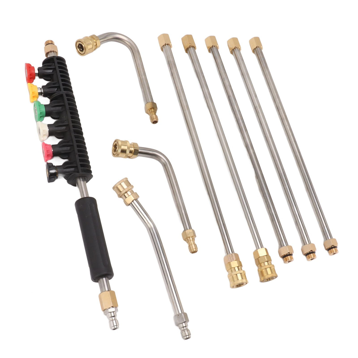 Pressure Washer Extension Wand 5 Straight Rod 3 Curve Rod Set Power Washer Lance with 6 Nozzles 1/4in Quick Connect