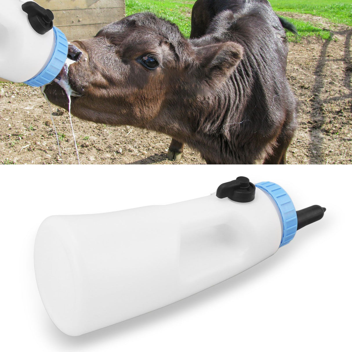 2.5L Vertical Calf Feeding Bottle with Handle Strong Sealing PE Calf Nursing Bottle for Lambs Calves Other Animals