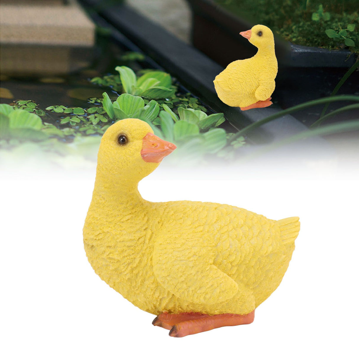 Duck Ornament Resin Weather Resistant Cute Vivid Expression Duck Statues Sculpture for Garden Yard Pond Yellow