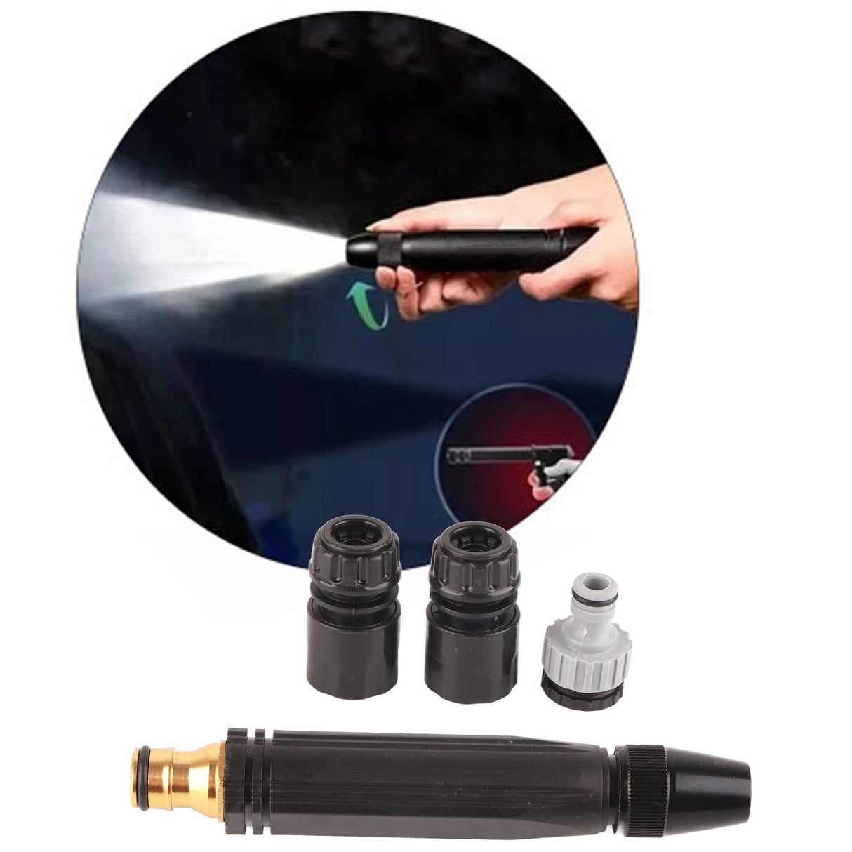 Hose Nozzle G1/2 Engineering Plastic High Pressure Spray Nozzle with Aluminum Alloy PVC Joint for Garden Car