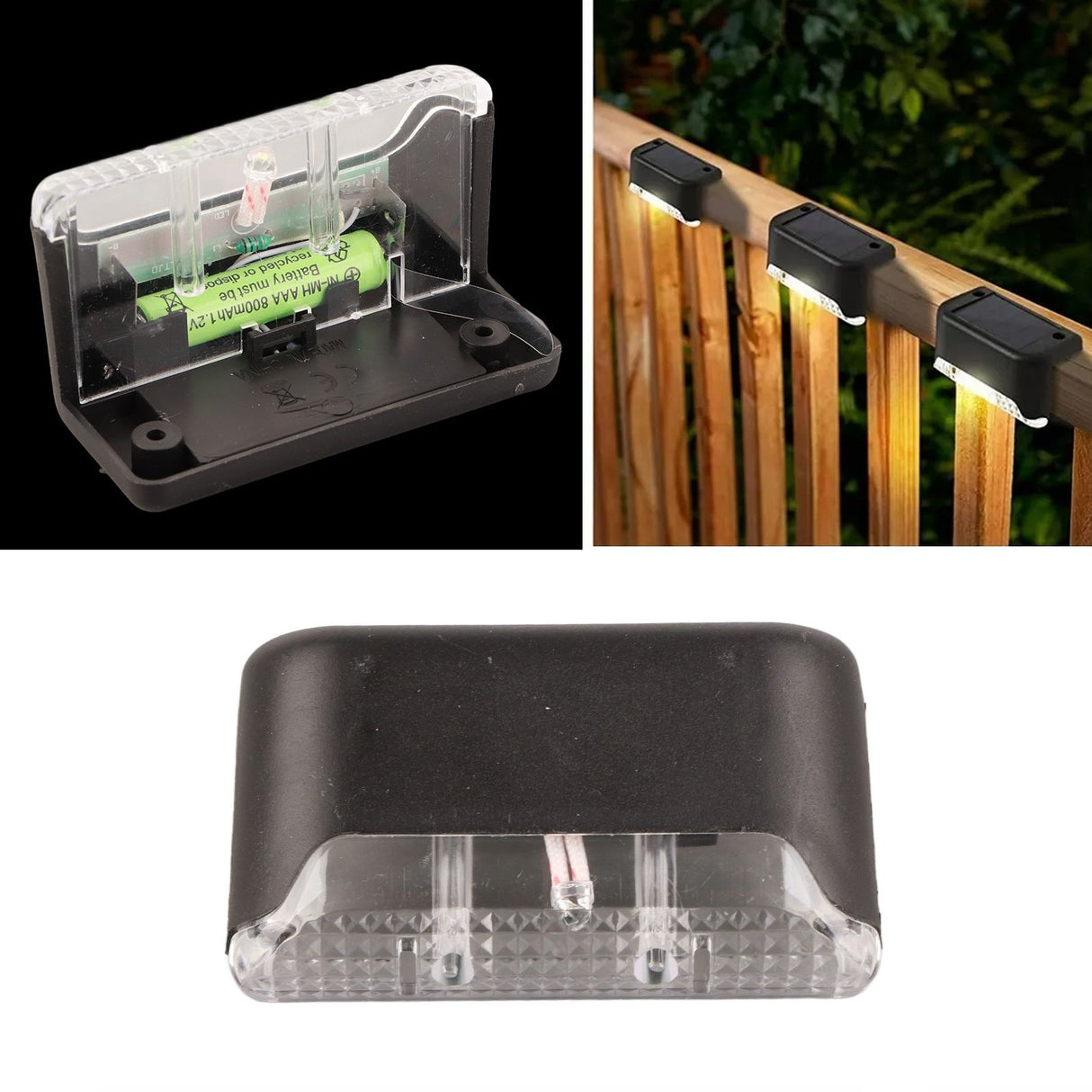 4 Pcs Solar Step Light White Lighting Waterproof High Strength Solar LED Deck Light Outdoor Stair Lamp