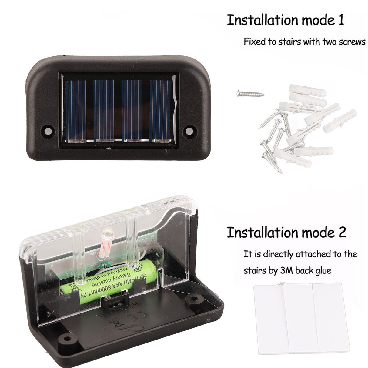 4 Pcs Solar Step Light White Lighting Waterproof High Strength Solar LED Deck Light Outdoor Stair Lamp