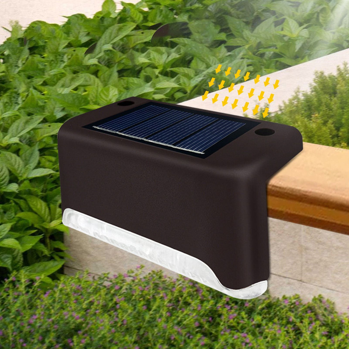 4 Pcs Solar Step Light White Lighting Waterproof High Strength Solar LED Deck Light Outdoor Stair Lamp