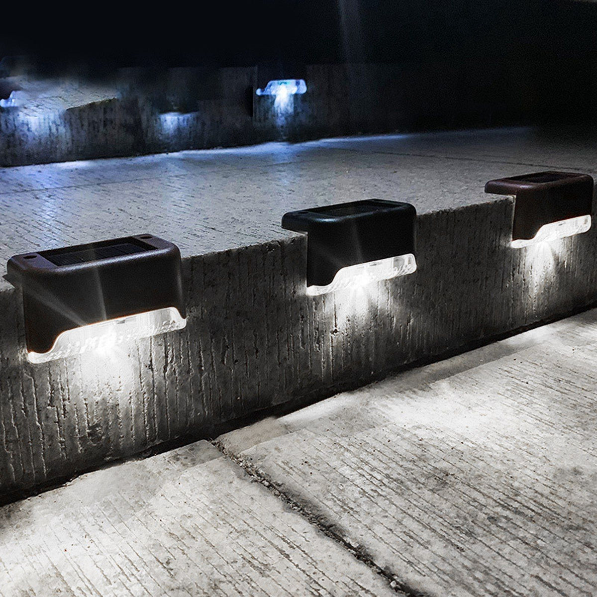 4 Pcs Solar Step Light White Lighting Waterproof High Strength Solar LED Deck Light Outdoor Stair Lamp