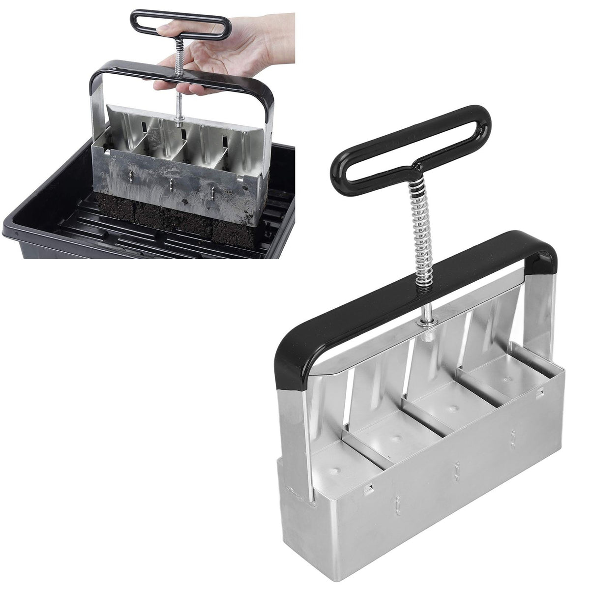 Soil Blocker Manual Quad Soil Block Maker Handheld Soil Block Mold With Comfort Grip Handle For Seedings Cuttings