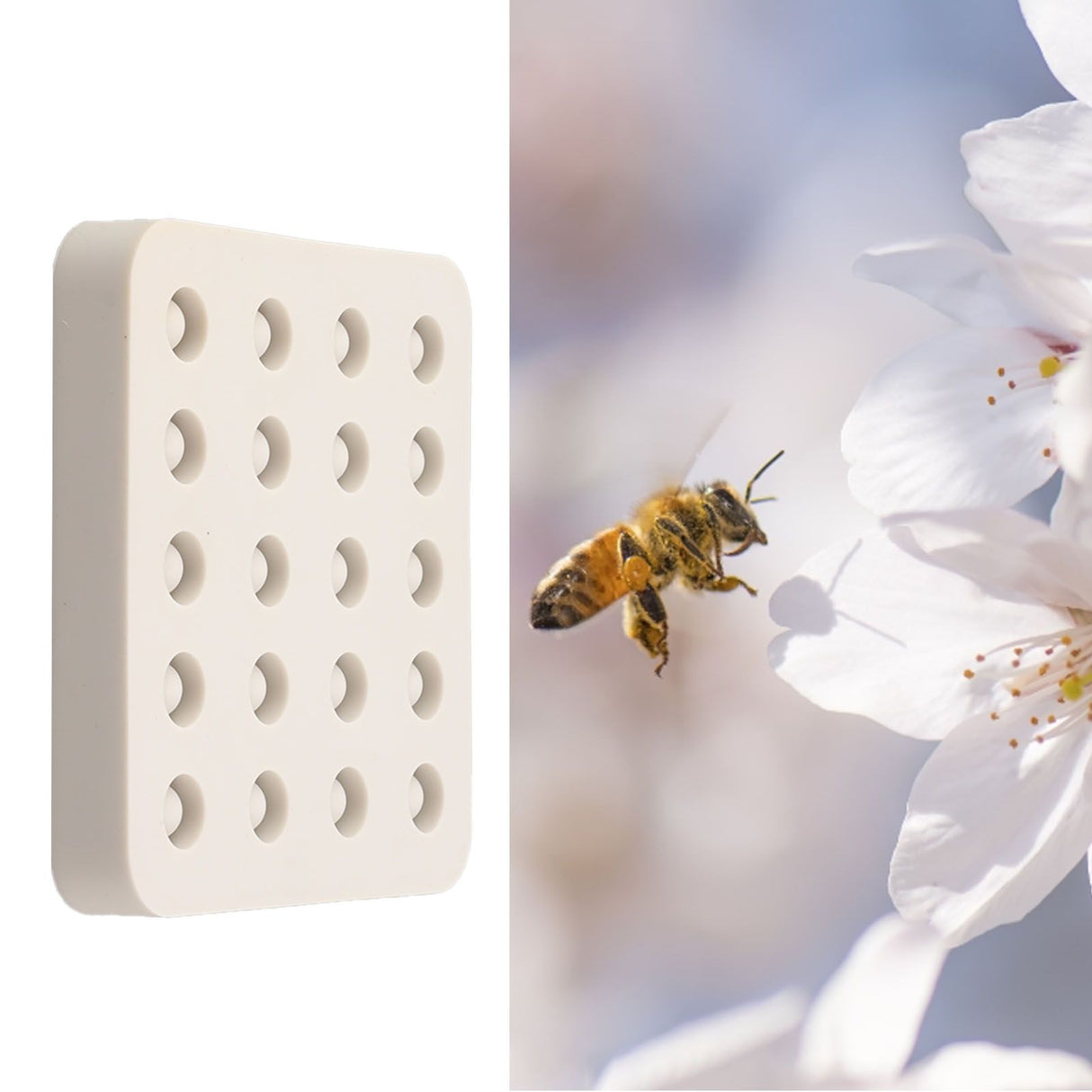 Wax Queen Grafting Cups Silicone Mold Beekeeping Beeswax Queen Cell Cups Making Mold 4 Rows 96x92x14mm