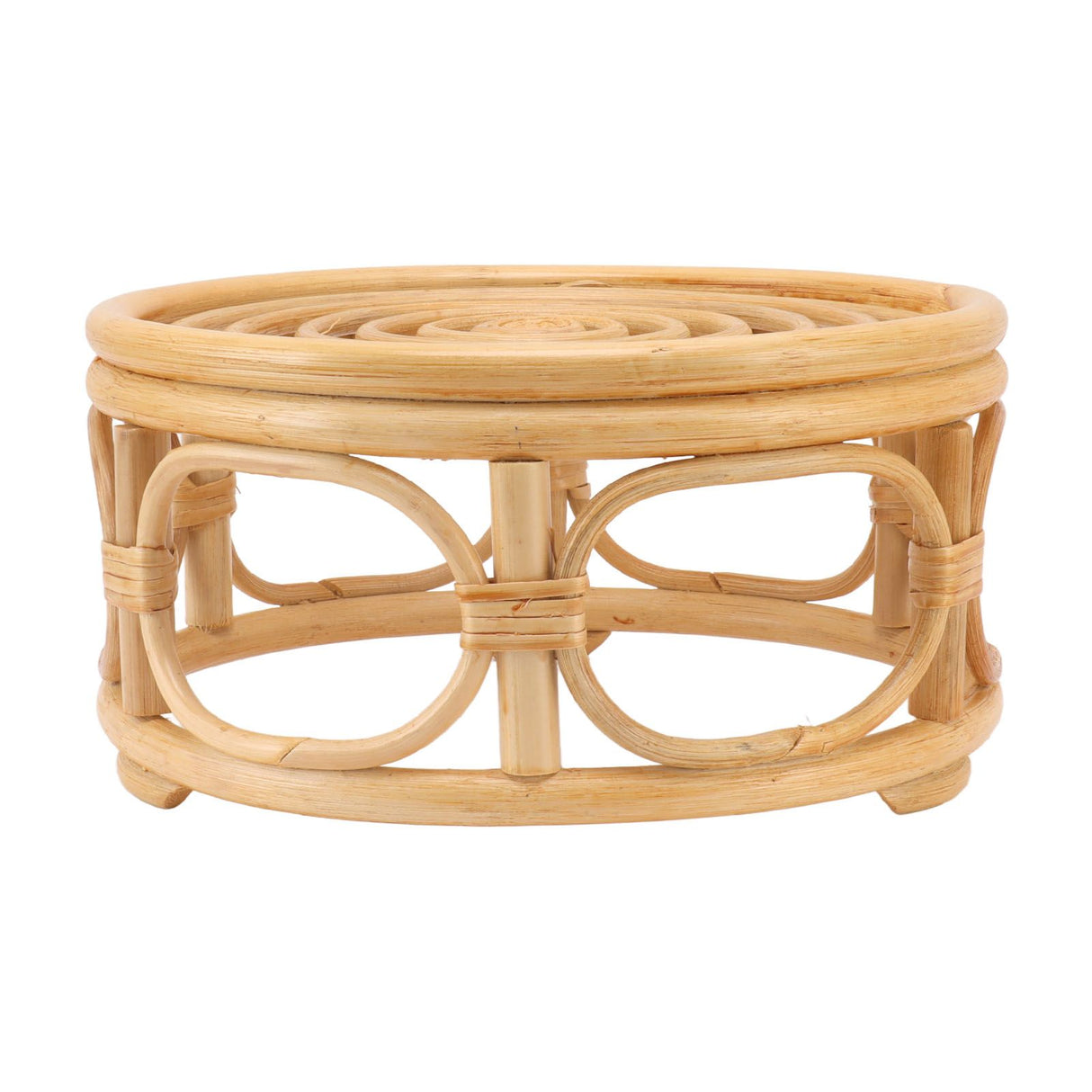 Rattan Indoor Plant Stand Round Shape Natural Plant Rack Handmade Rattan Planter Stand for Home Garden Yard Large