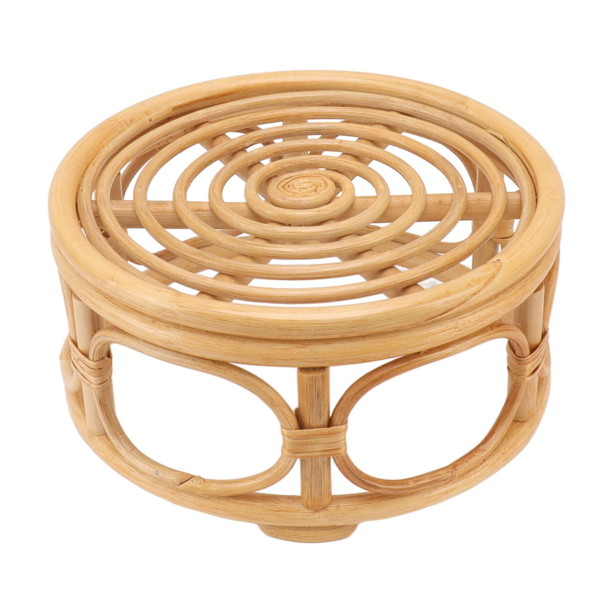 Rattan Indoor Plant Stand Round Shape Natural Plant Rack Handmade Rattan Planter Stand for Home Garden Yard Large