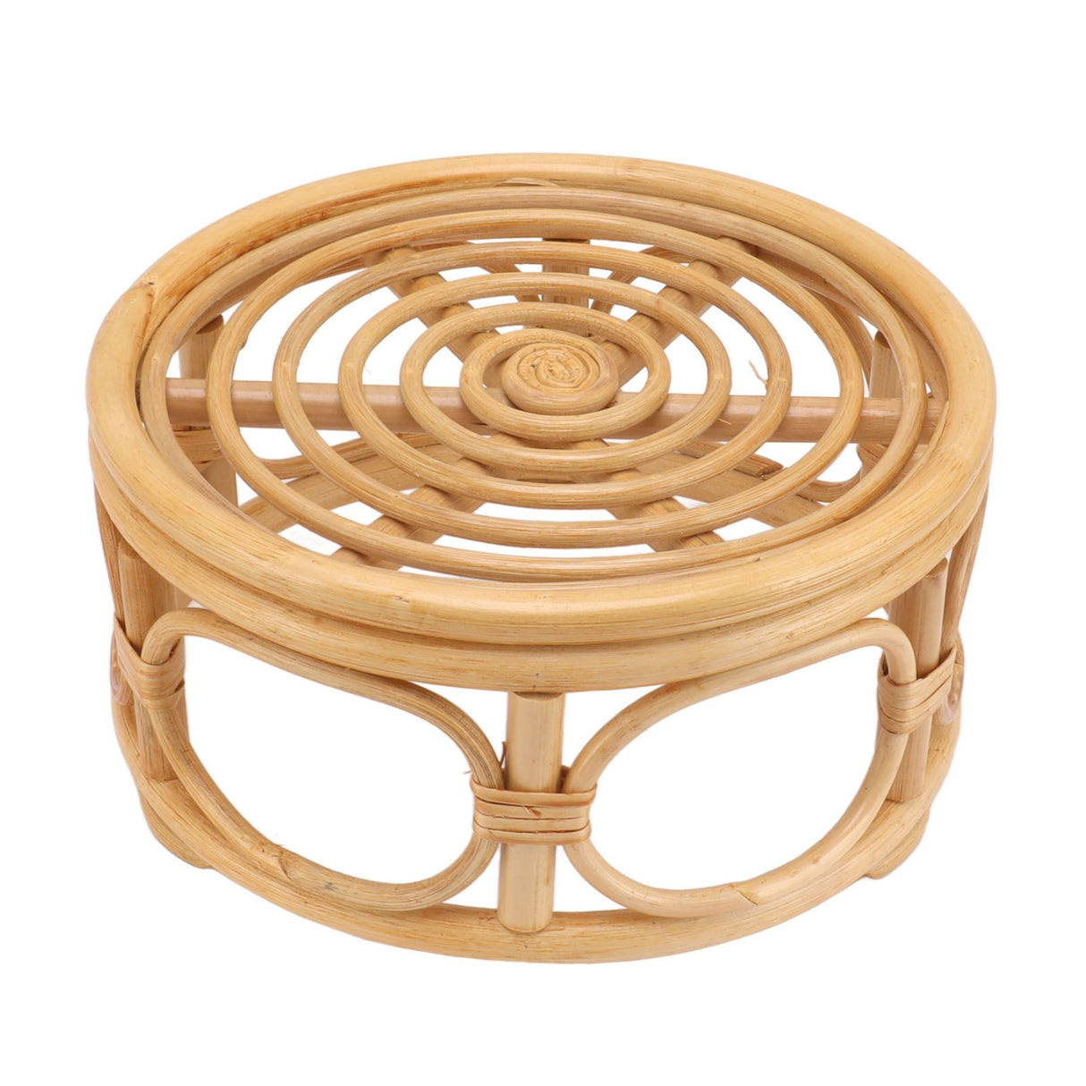 Rattan Indoor Plant Stand Round Shape Natural Plant Rack Handmade Rattan Planter Stand for Home Garden Yard Large
