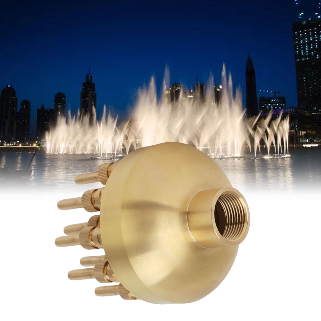 Fountain Nozzle Brass 3 Layers Adjustable Water Fountain Nozzle Spray Sprinkler for Garden Park Pond Pool Waterscape G1 Inch