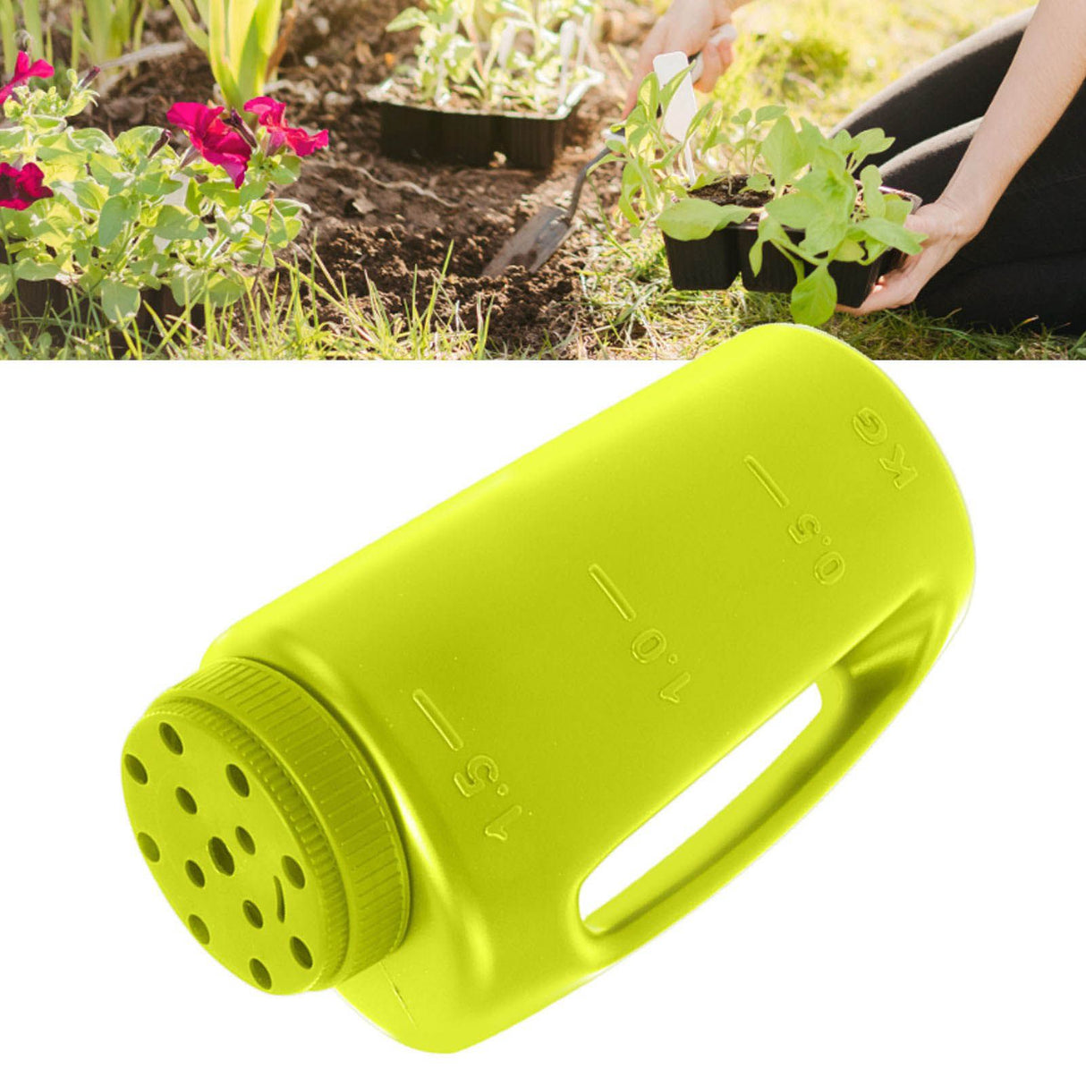 Handheld Fertilizer Spreader Hand Held Grass Seed Spreader Crop Spreading Salt Sowing Pot Green