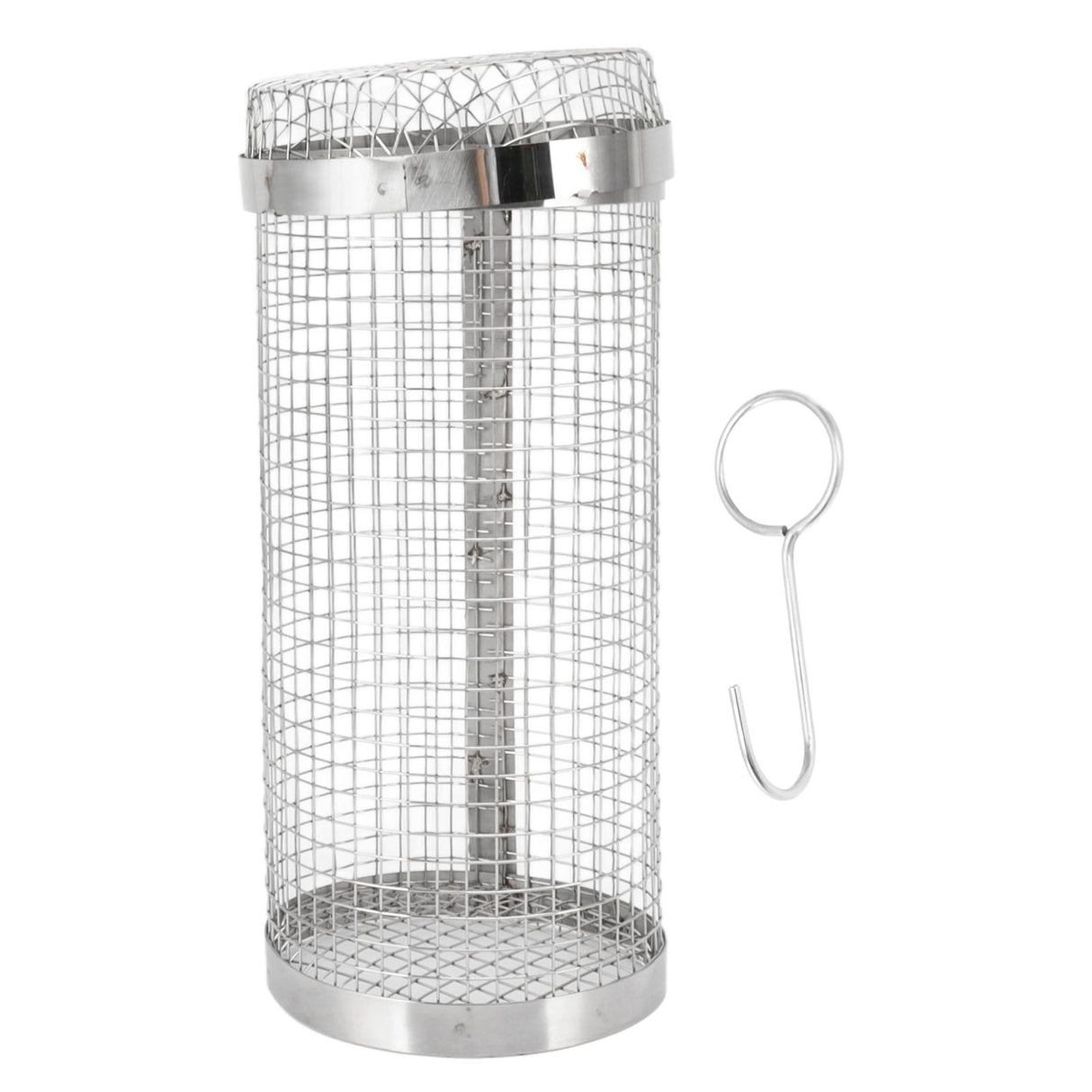 Barbecue Grilling Basket Stainless Steel Heat Resistant Rust Prevention BBQ Grill Cage with Hook for Camping Party 20cm/7.9in