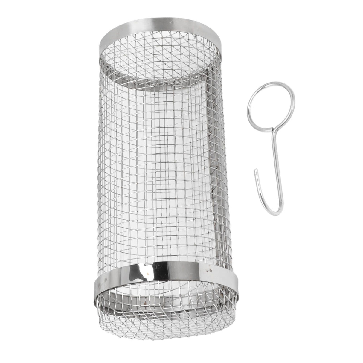 Barbecue Grilling Basket Stainless Steel Heat Resistant Rust Prevention BBQ Grill Cage with Hook for Camping Party 20cm/7.9in