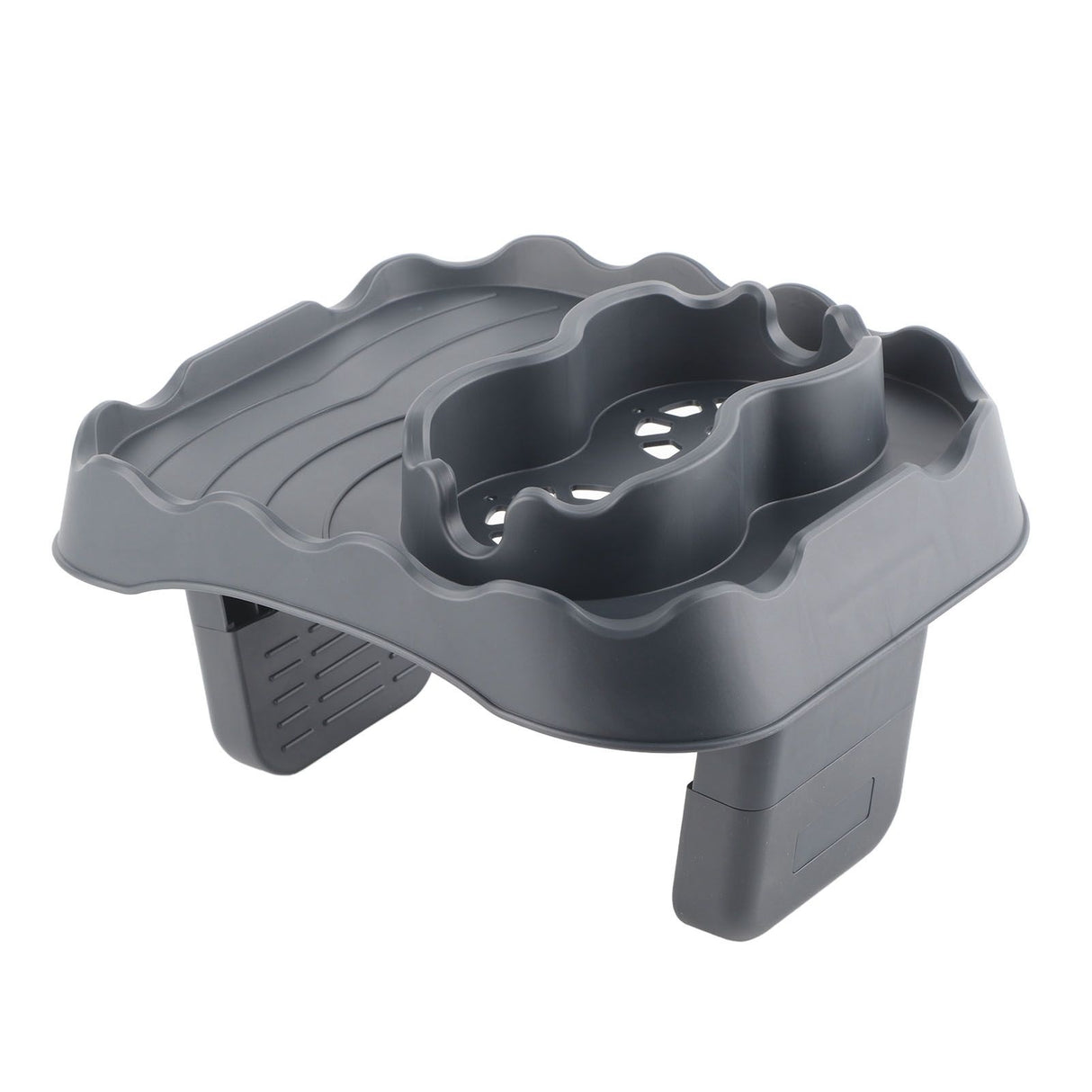 Hot Tub Table Tray with Drain Holes Anti Slip Adjustable Hot Tub Side Table for Swimming Pools SPA Bathtub Grey