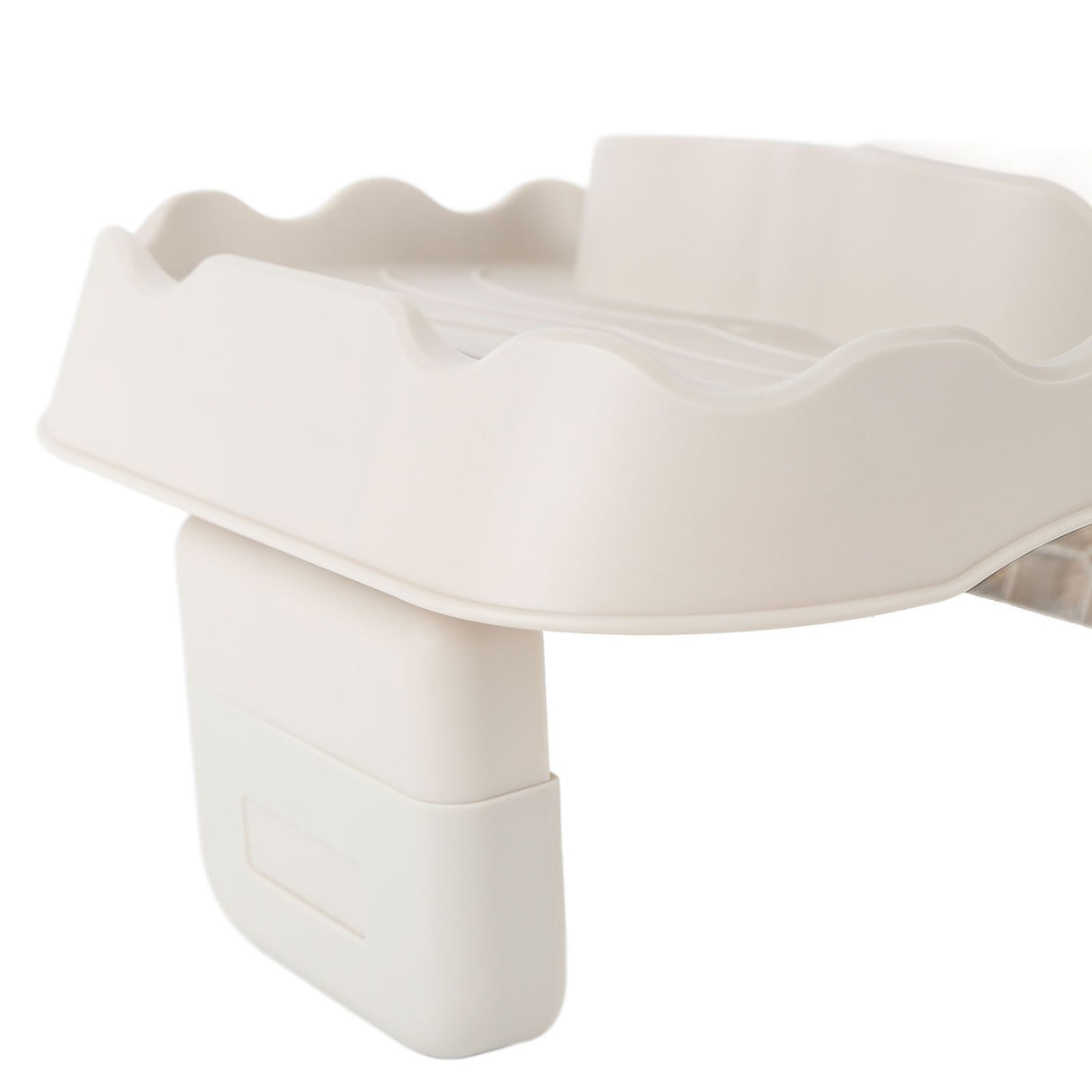 Hot Tub Table Tray with Drain Holes Anti Slip Adjustable Hot Tub Side Table for Swimming Pools SPA Bathtub Beige