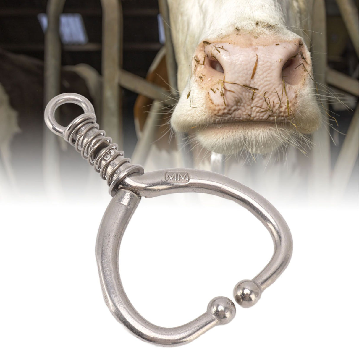 Cattle Nose Ring Durable Stainless Steel Cattle Ring Spherical Cattle Ring Clamp Traction for Home Farm HL Q4E
