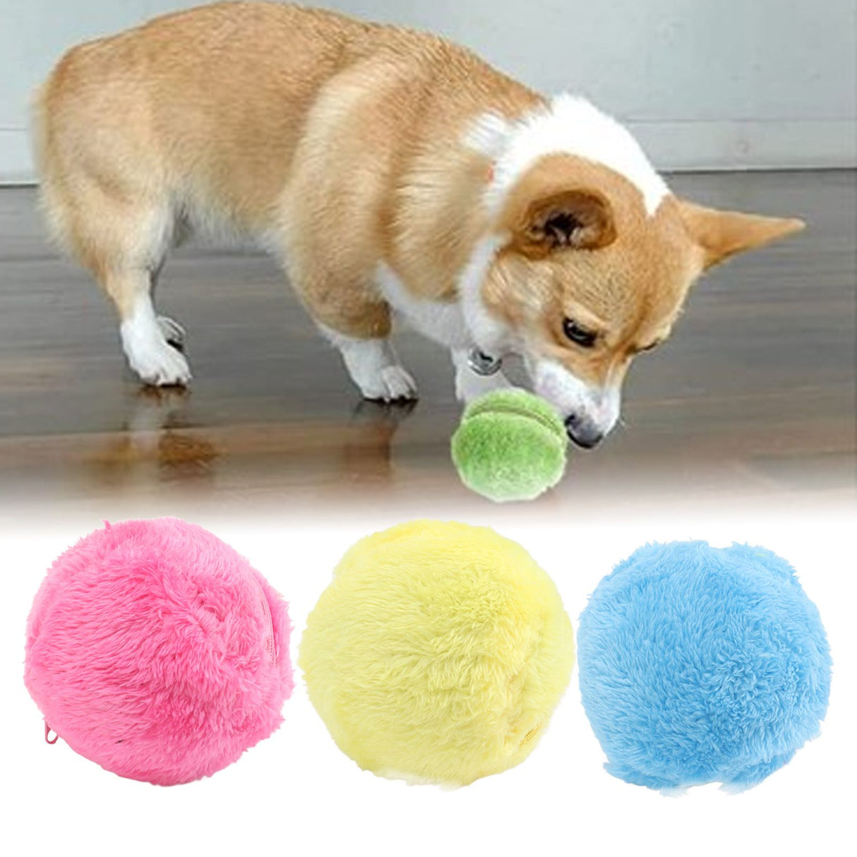 Automatic Rolling Ball Floor Cleaning Attract Attention Pet Interactive Roller Ball Toy with Plush Cover