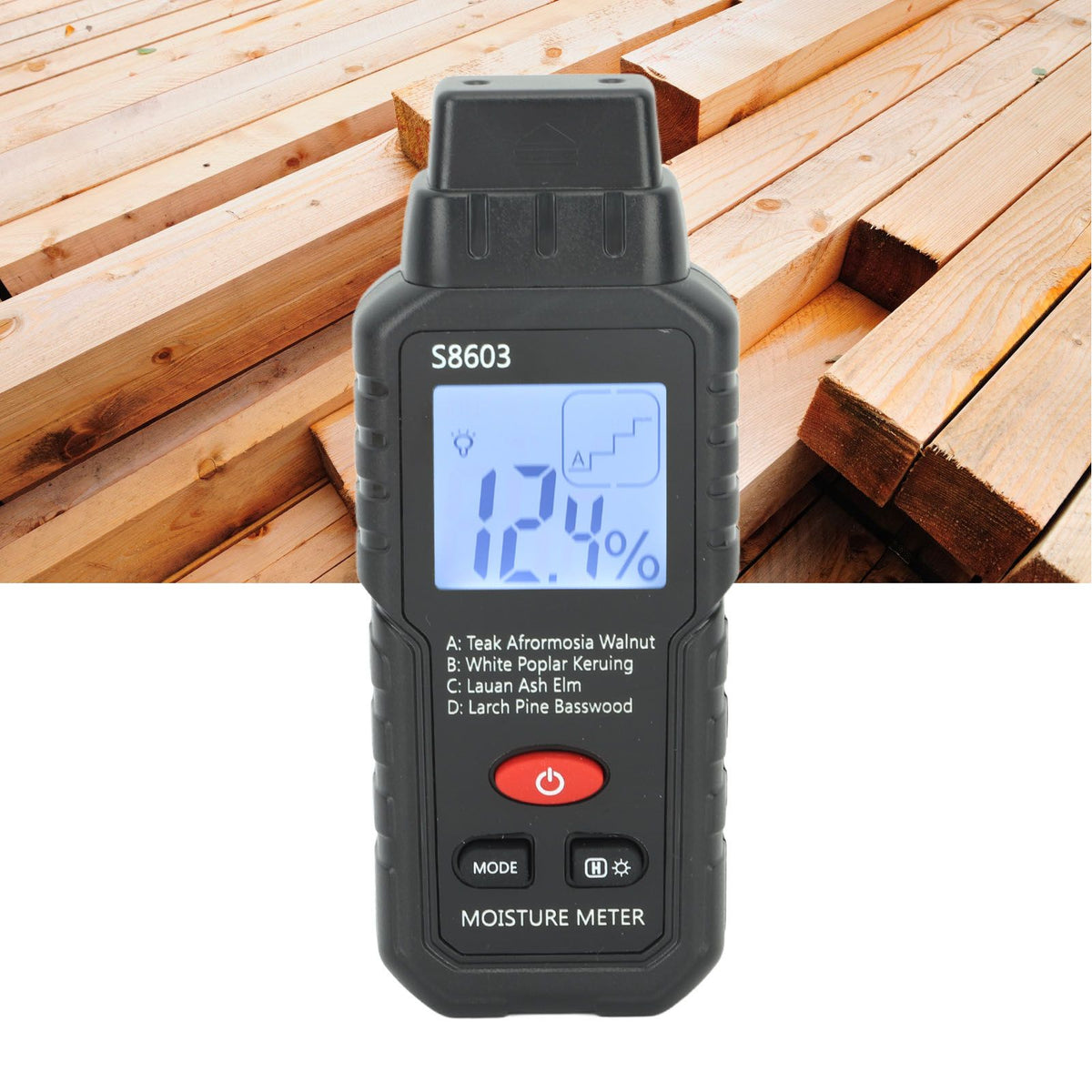 Digital Wood Moisture Meter ABS Wood Humidity Tester Light Weight Timber Damp Detector for Home Garden Yard