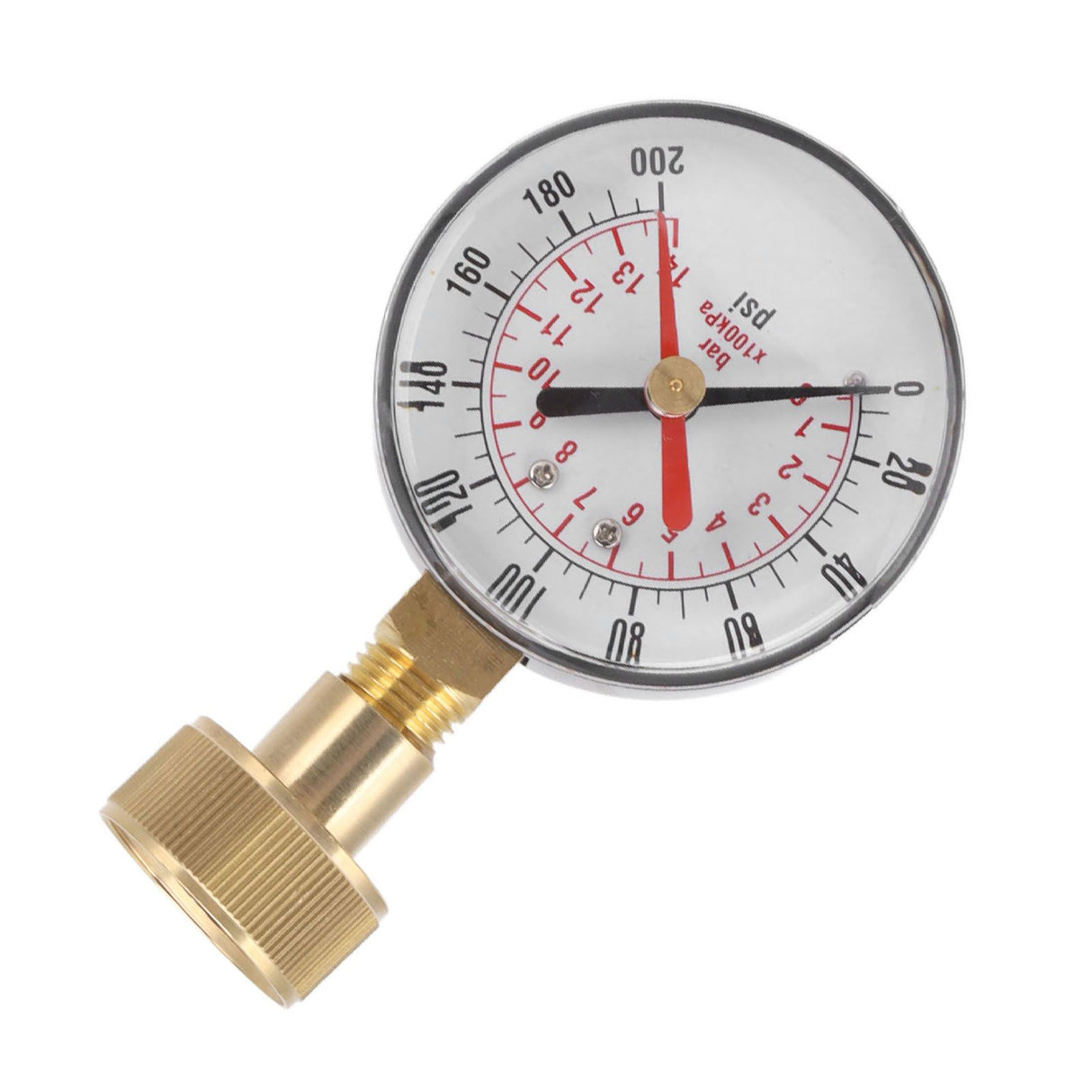 Water Pressure Gauge Aluminum Alloy Iron 0 to 200Psi Universal Water Pressure Test Gauge with 3/4 Female Hose Thread for Replacement