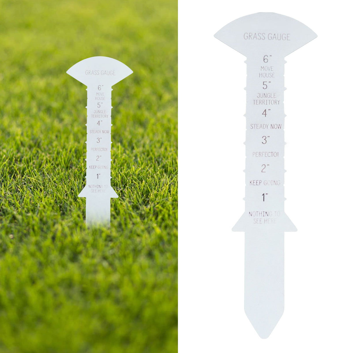 Grass Gauge 30cm Clear Funny Text Sturdy Iron Grass Height Measuring Ruler for Garden Yard Lawn