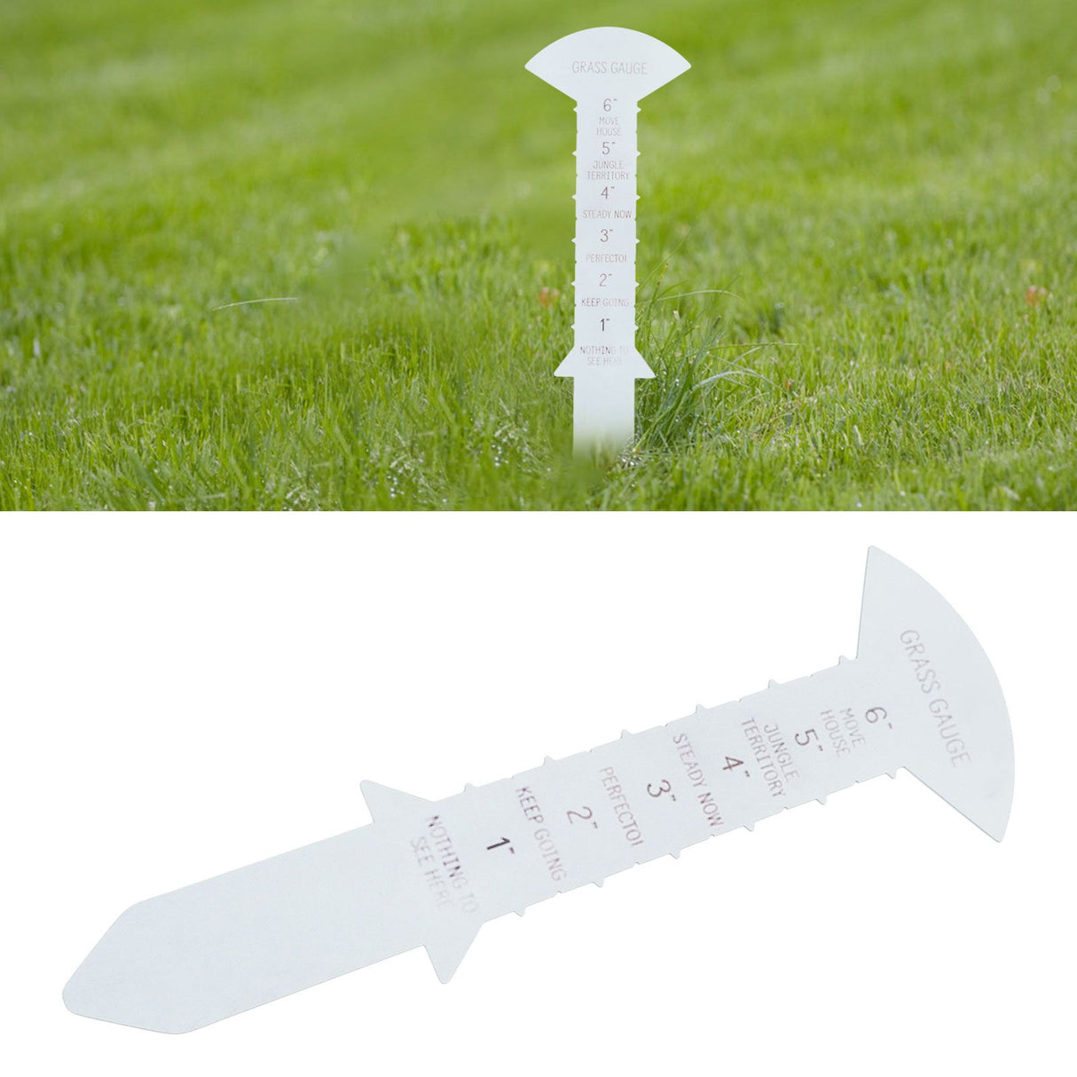 Grass Gauge 30cm Clear Funny Text Sturdy Iron Grass Height Measuring Ruler for Garden Yard Lawn