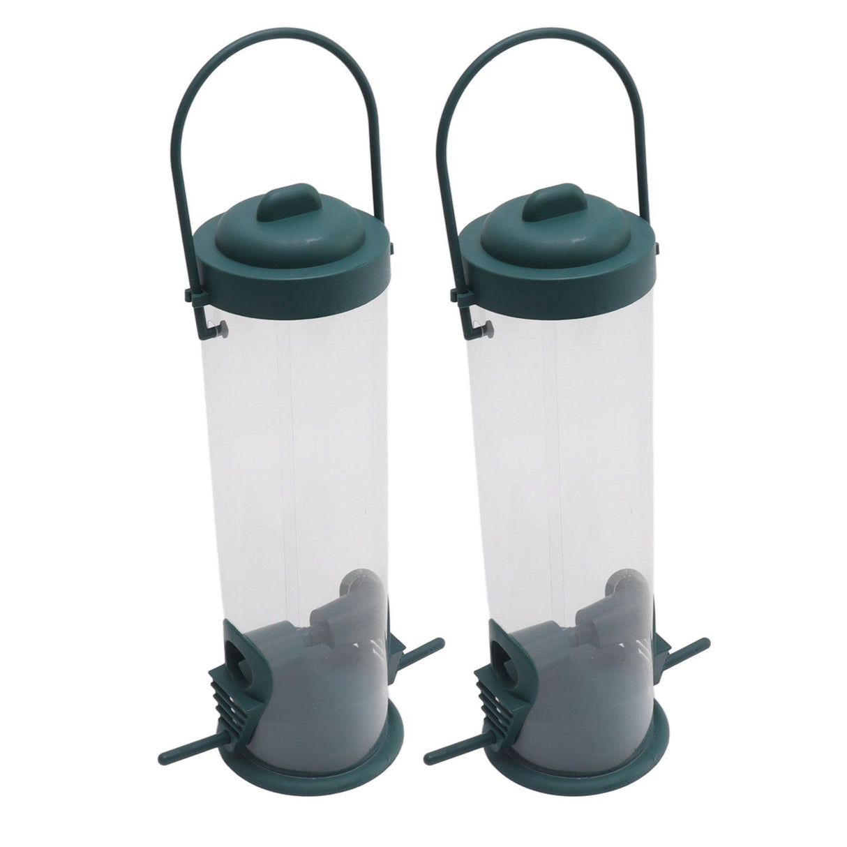 2 Set Bird Tube Feeder Plastic Transparent Hanging Finch Feeder Garden Decoration with 2 Vents 2 Ports