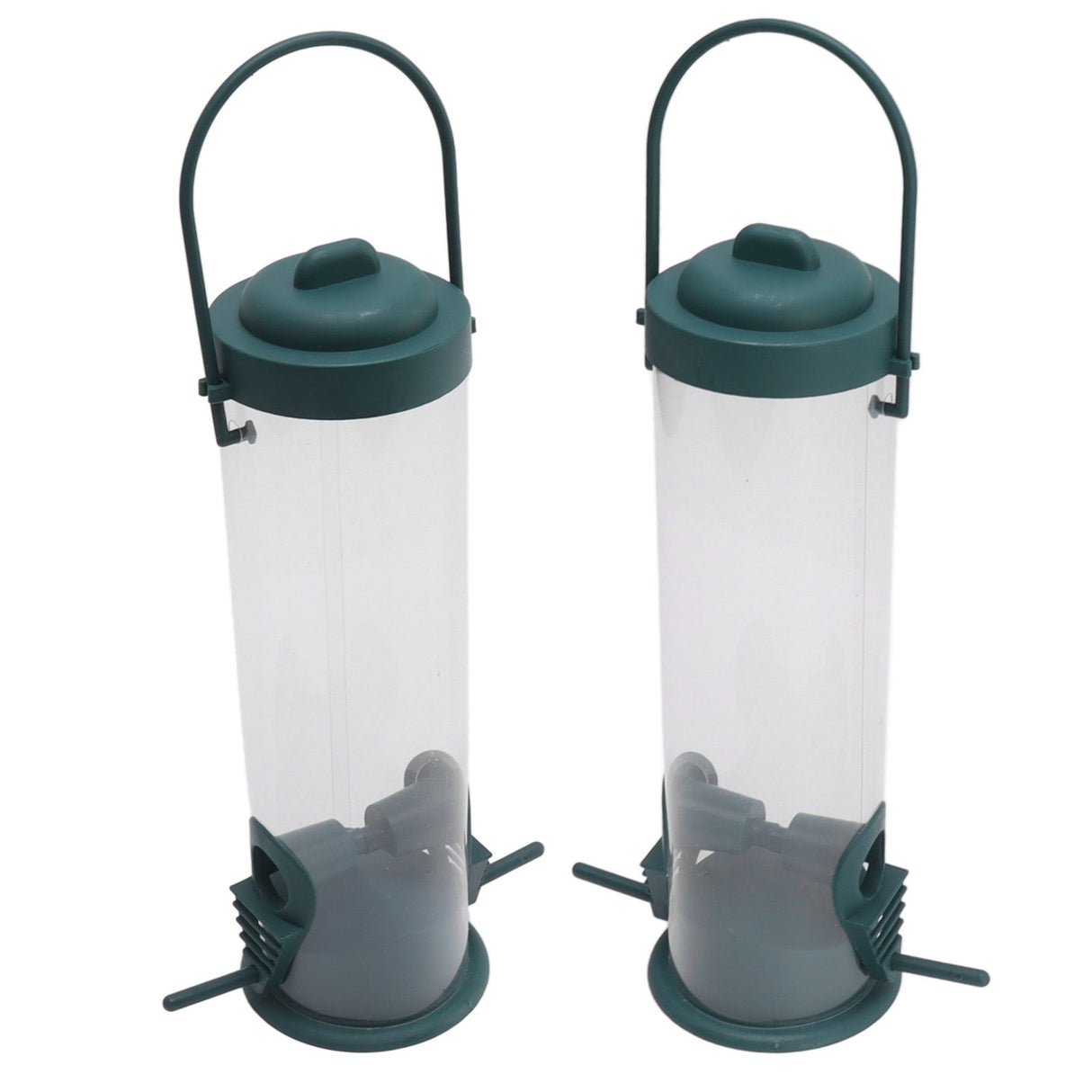 2 Set Bird Tube Feeder Plastic Transparent Hanging Finch Feeder Garden Decoration with 2 Vents 2 Ports