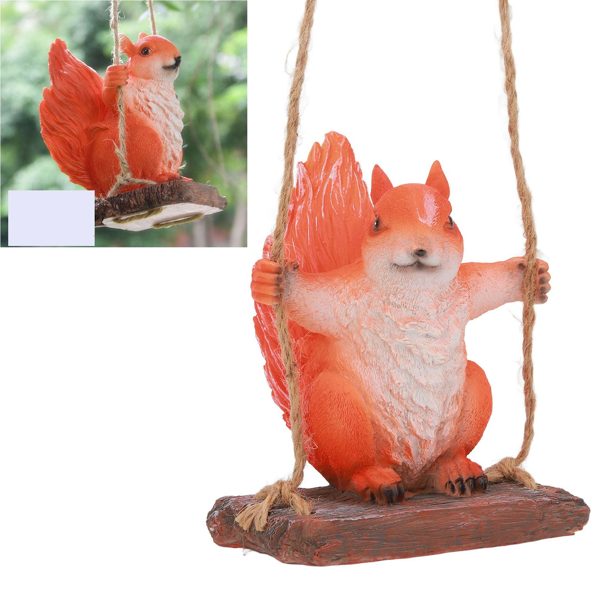 Hanging Squirrel Statues Garden Decor Cute Swing Squirrel Sculpture Outdoor Patio Ornament Animal Resin Figurine Red Brown