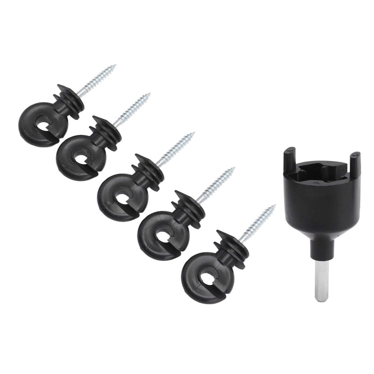 50Pcs Electric Fence Insulator Screw in Insulator Fence Ring Post Wood Post Insulator with Insulator Socket Tool
